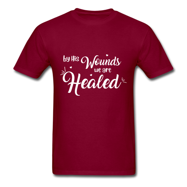 By His Wounds T-Shirt - burgundy