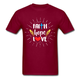 Faith Hope Love T-Shirt - burgundy