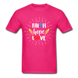 Faith Hope Love T-Shirt - fuchsia