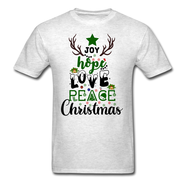 Joy Hope Love Peace Christmas T-Shirt - light heather gray