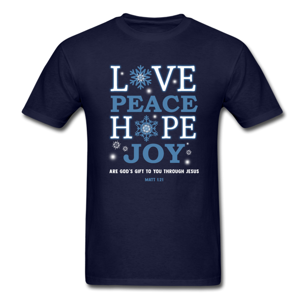 Love Peace Hope Joy T-Shirt - navy