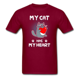 My Cat has my Heart T-Shirt - burgundy