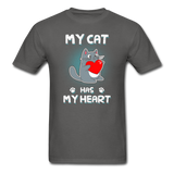 My Cat has my Heart T-Shirt - charcoal