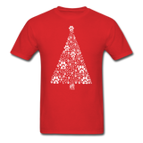 Christmas Tree Paws T-Shirt - red