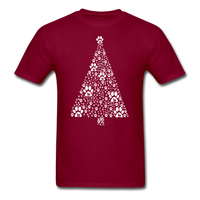 Christmas Tree Paws T-Shirt - burgundy