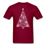 Christmas Tree Paws T-Shirt - burgundy