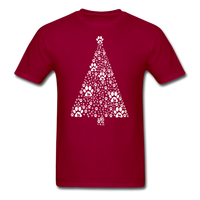 Christmas Tree Paws T-Shirt - dark red