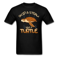 Skip a Straw, Save a Turtle T-Shirt - black
