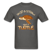 Skip a Straw, Save a Turtle T-Shirt - charcoal