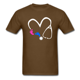 Baby Feet & Stethoscope T-Shirt - brown