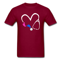Baby Feet & Stethoscope T-Shirt - burgundy