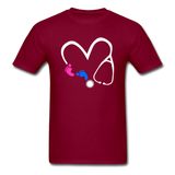 Baby Feet & Stethoscope T-Shirt - burgundy