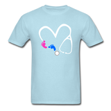 Baby Feet & Stethoscope T-Shirt - powder blue