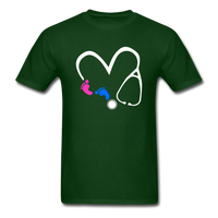 Baby Feet & Stethoscope T-Shirt - forest green