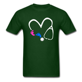 Baby Feet & Stethoscope T-Shirt - forest green