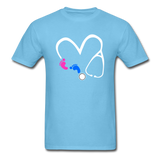 Baby Feet & Stethoscope T-Shirt - aquatic blue