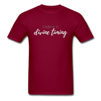 I Believe in Divine Timing T-Shirt - burgundy