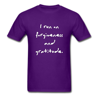 I Run on Forgiveness and Gratitude T-Shirt - purple