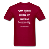 Resistance Becomes Duty T-Shirt - dark red